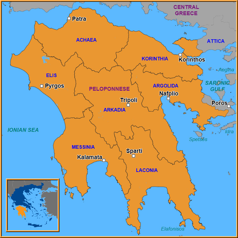 Peloponnese Map Background